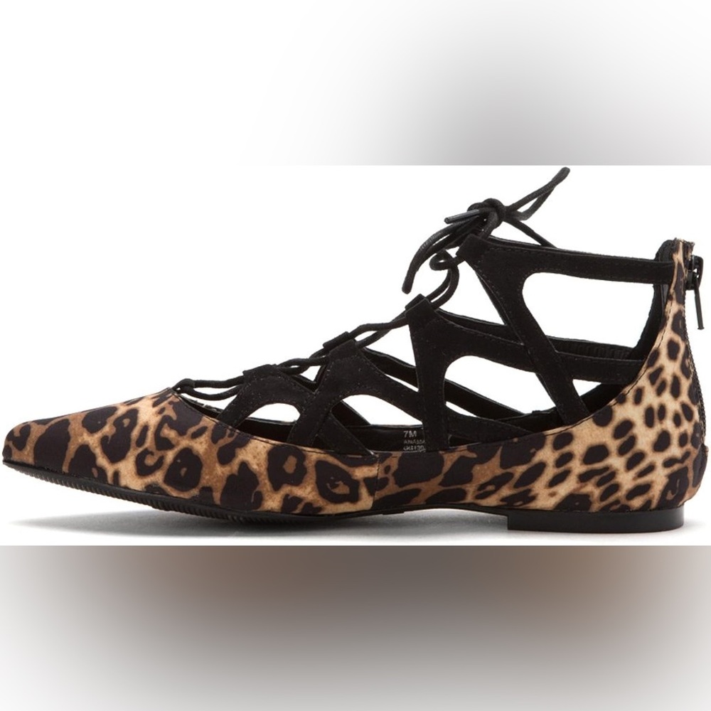 MIA Leopard Print Lace-Up Flats